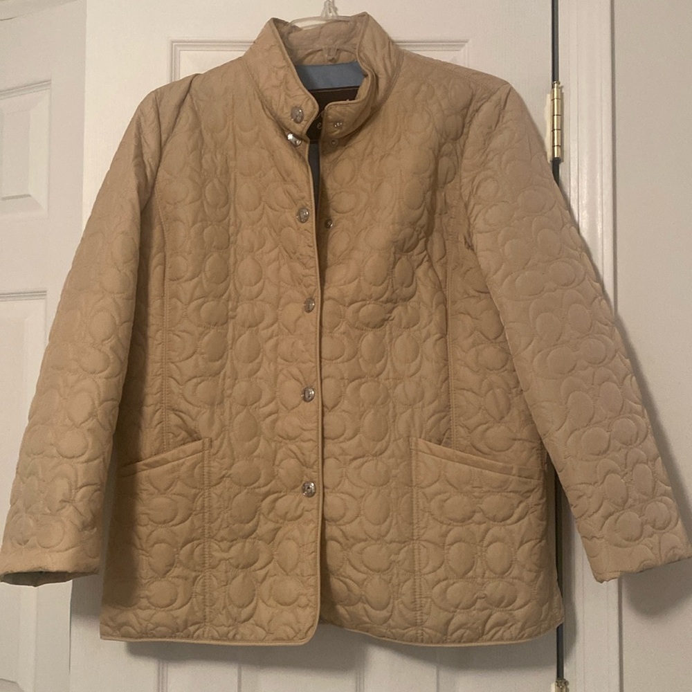 Coach quilted jacket with blue satin interior